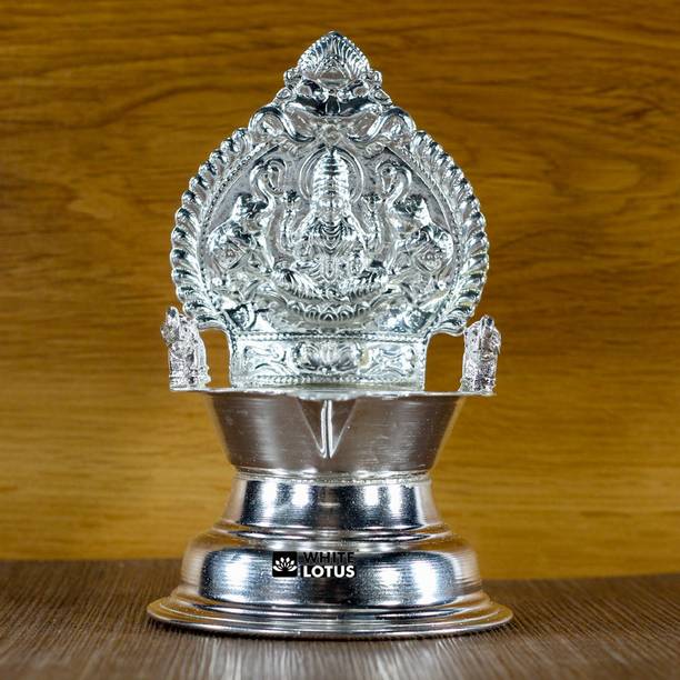 WHITE LOTUS KAMAKSHI DPM174 Silver Plated Table Diya