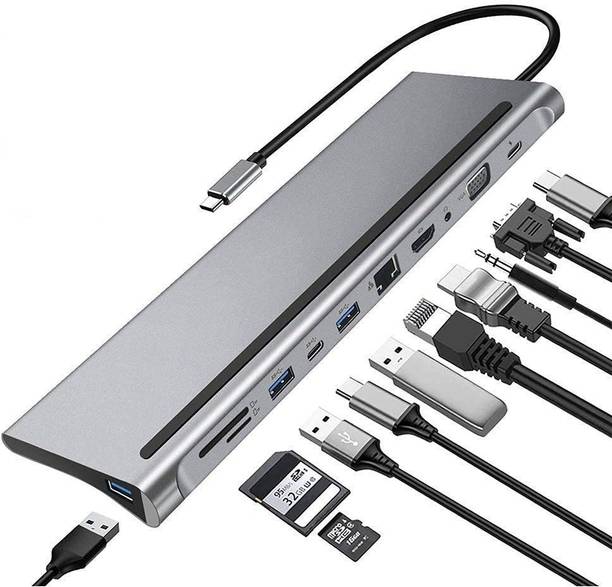 TECHGEAR Hub Docking Station Aluminum Multi-Function 11 in 1 Hub Pro, Mini Display Port USB Adapter