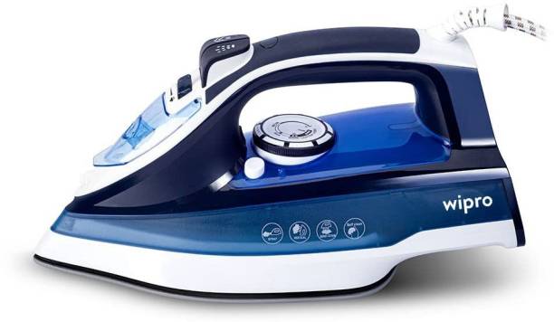Wipro Vesta 2200W Steam Iron with Steam Burst, Vertical and Horizontal Ironing, Non-Stick Coated Soleplate, White and Navy Blue 2200 W Steam Iron