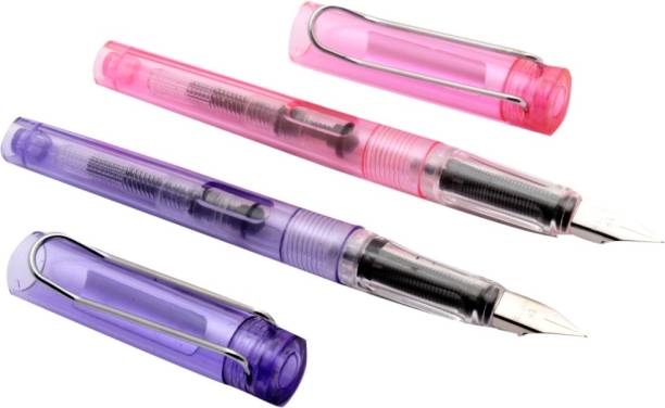 Ledos Ledos Set Of 2 Yiren sapphire Demonstrator Pink &amp; Purple Fountain Pens Extra Fine Nib Fountain Pen