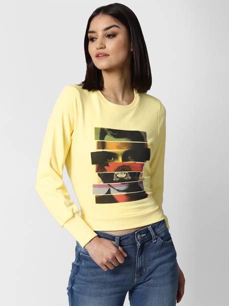 Casual Regular Sleeves Graphic Print Women Yellow Top