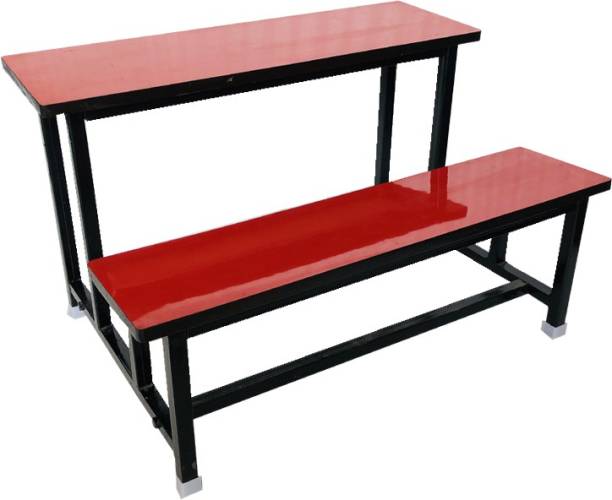 KITHANIA School Duel Desk Small Students Kids for Two Students Heavy Duty Frame with ply Board red Color (Age 3 yrs. to 12 yrs.) Solid Wood 2 Seater