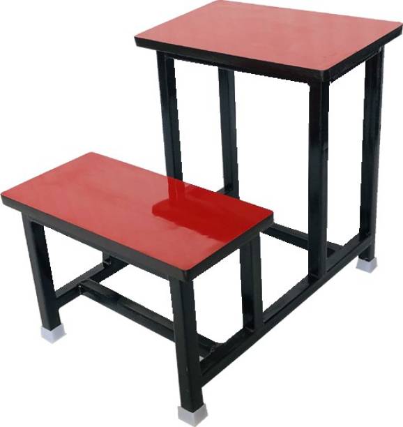RATISON Kids Single Student Bench Cum Duel Desk Strong and Sturdy Metal Standard Structure with Wooden TOP of RED Color (Age 3 YRS. to 12 YRS.) Metal 1 Seater