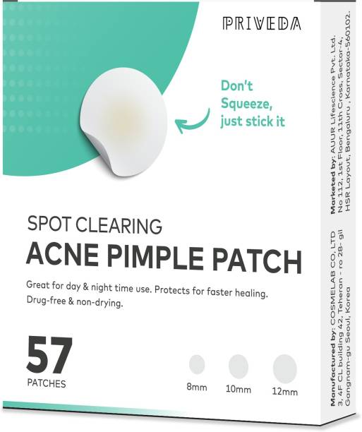 Priveda Spot Clearing Acne pimple patch - Invisible Facial Stickers cover with 100% Hydrocolloid (57 patches)