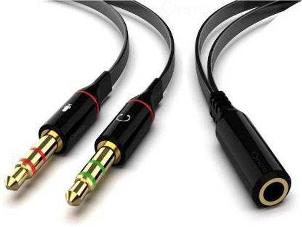 ELEGIOUS Black Gold Plated - 2 male to 1 female 3.5mm Headphone Earphone Mic Audio Y Splitter Cable for PC, Laptop Phone Converter (Android, iOS) Phone Converter