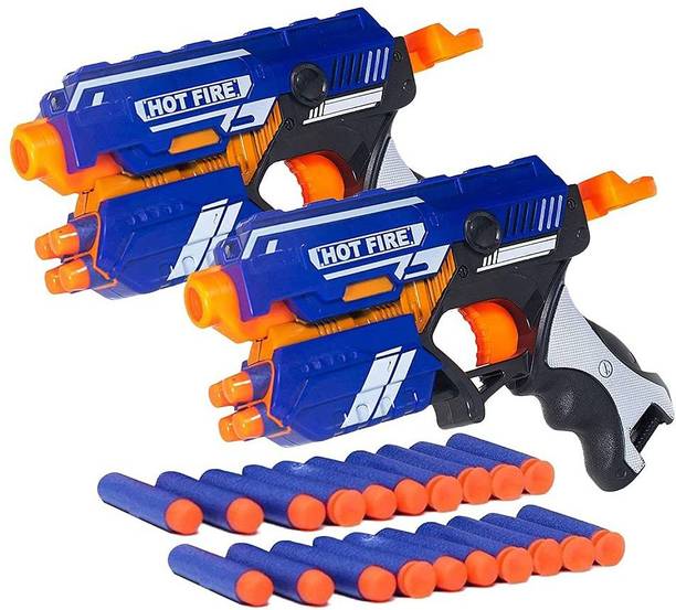 TERN Combo Set of 2 Blaze Storm Foam Blaster Gun Toy, Safe and Long Range Shooting Gun, (10 Foam Bullets and 10 Suction Dart Bullets) Guns & Darts
