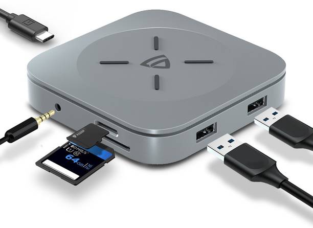 RAEGR RG10261 Arc 2100 Portable 6 Ports USB-C HUB with Thunderbolt 3.0 for Laptops Charging Pad