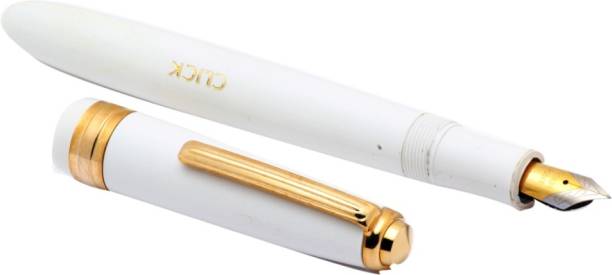 Ledos Ledos Click Falcon Eyedropper White Fountain Pens Golden Trims Dual tone Medium Nib Fountain Pen