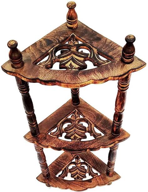 Umar Enterprises Wooden Mini Corner Rack Side Table Home Decor End Table Shelves for Living Room & Bedroom laundry & Garden rack corner Engineered Wood Corner Table