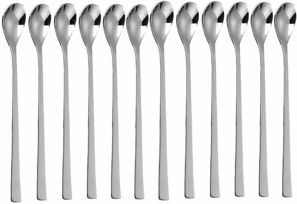 Fanqew Long Handle Soda spoon set 12 Stainless Steel Ice-cream Spoon, Ice Tea Spoon, Dessert Spoon Set