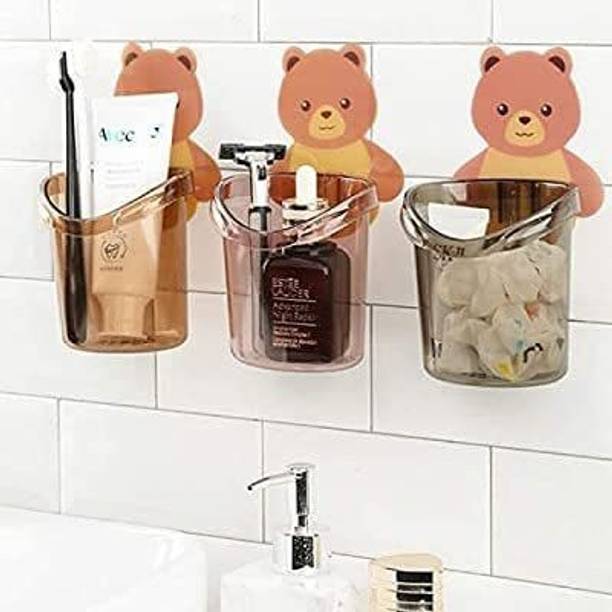 NKK Export Import (Set of 3 Pcs) Stand for Toothpaste, Comb, Brush Plastic Toothbrush Holder