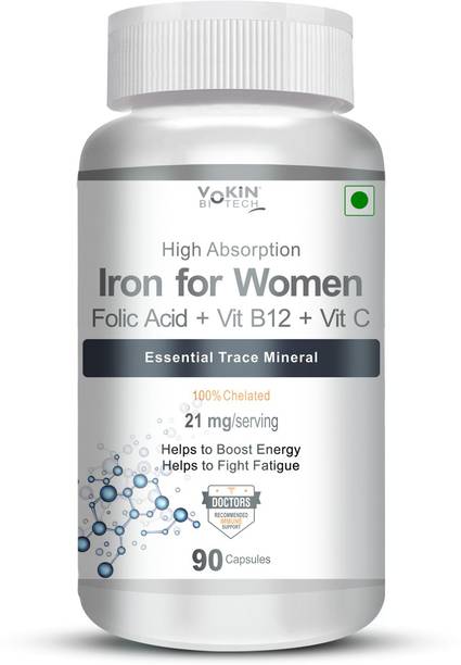 Vokin Biotech Iron for Women With Vitamin B12, Folic Acid & Vitamin C For Boost Energy