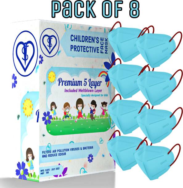 SUBHUSHA N95-kids-8PCS-DR.Blue Reusable, Washable Cloth Mask With Melt Blown Fabric Layer