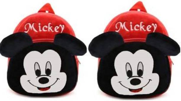 AGS MART School Bag Soft Plush Backpack Cartoon Bags Combo Mini Travel Bag for for Girls Boys Toddler Baby (MICKEY- Pack of 2) Waterproof School Bag