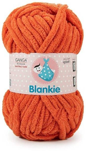 RCB Ganga Blankie Chenille Yarn Supersoft Knitting Wool Ball, (1 Ball/100 Gram Each) Burnt Orange Colour Ball (200 Grams). Suitable for Craft, Babywear, Baby Blankets, Thick mota Thread Shade no -BLK030