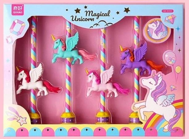 Galactic magical unicorn set Stationary Kit School Pencil,Erasers,Sharpener Set Birthday Gifts for Girls&boys multiocolor