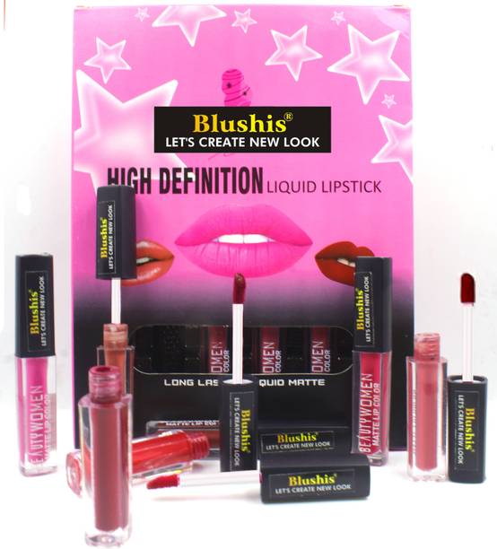 BLUSHIS High Defination Smudge proof Waterproof Long lasting Super Stay Matte Bold Lip Colour Combo pack of 12