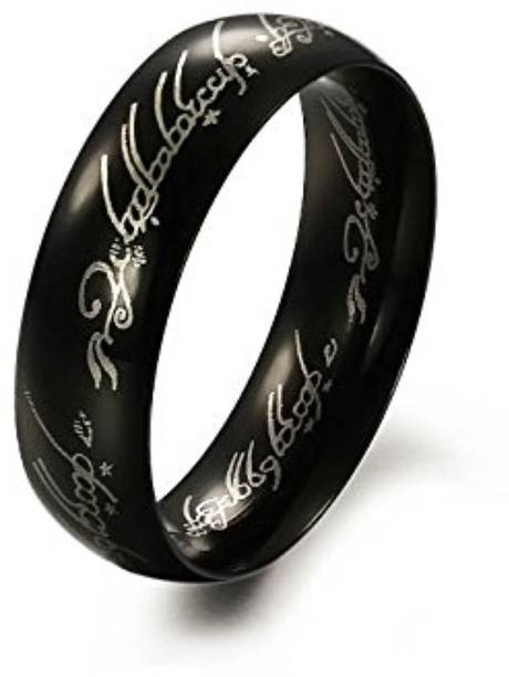 Lord of The Rings Genuine Stainless Steel Black LOTR Ring for Casual Everyday Fashion Men Women and Boys Size 9 Alloy Ring