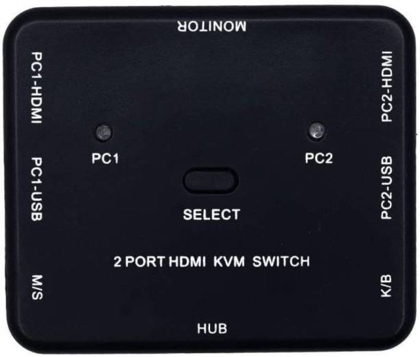 Etzin HDMI KVM Switch 2 Ports Share 2 Computers with One Monitor 2x1 USB KVM Metal Switch with HDMI Cables and USB Cable, Support UHD,4K@30Hz, Support Wire Keyboard and Mouse Media Streaming Device (Black) 0 inch Blu-ray Player