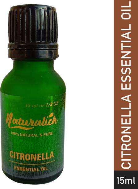 Naturalich Citronella Essential Oil – 15 ML | Citronella Essential Oil, 100% Natural, Pure & Undiluted, 15ml, Best For Hair & Skin, Diffuser & Refreshing Aroma, Citronella Essential Oil – 15 ML