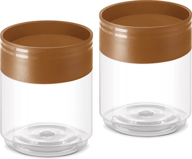 MILTON Stack IT 500 Plastic Storage Jar, Set of 2, 360 ml Each, Brown  - 360 ml