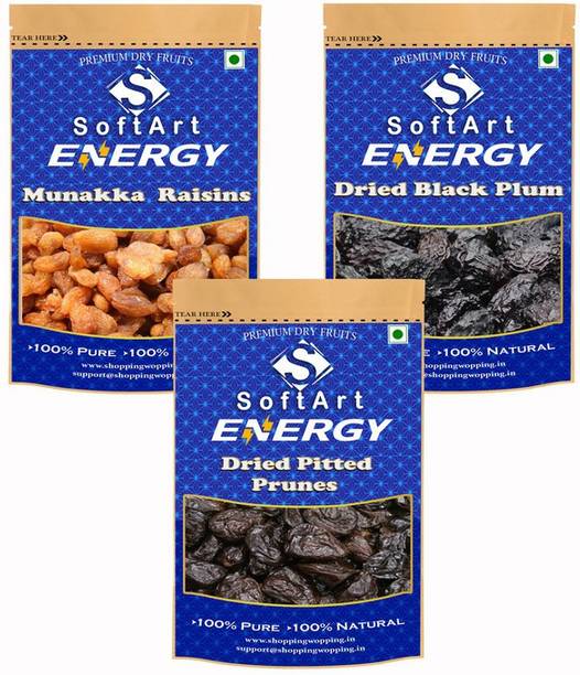 Soft Art Dry fruits combo of Munakka,Plum ,Prunes (250g Each) Raisins, Plums, Prunes