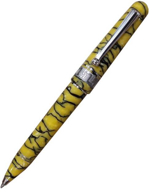 DELTA REDISCOVER POMPEI YELLOW CELLULOID WITH SILVER TRIM NUMBERED EDITION BALLPOINT PEN Ball Pen