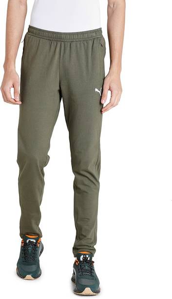 Zippered Jersey Sweatpants Men Printed Green Track Pants