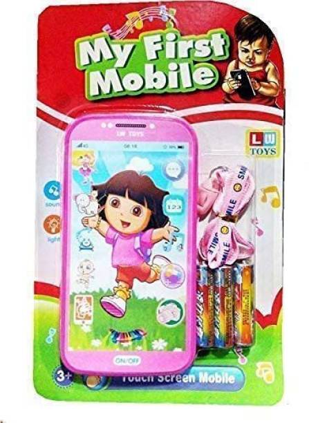 Galactic My Talking First Learning Kids Mobile Smartphone with Touch Screen and Multiple Sound Effects, Along with Neck Holder for Boys & Girls (Dora) 6 design available 1 design send