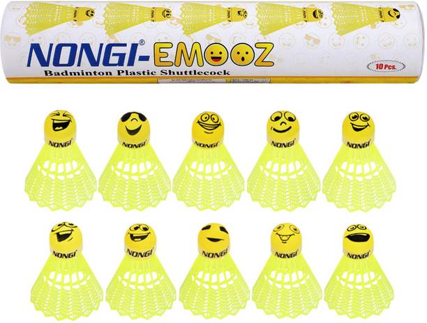 Nongi Emooz Plastic badminton shuttlecock for Indoor outdoor badminton sports Plastic Shuttle  - Yellow