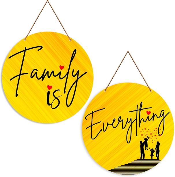Artvibes Family Quotes Wall Hanger for Home|Office|Living Room|Gift, (WH_4110N), Set of 2