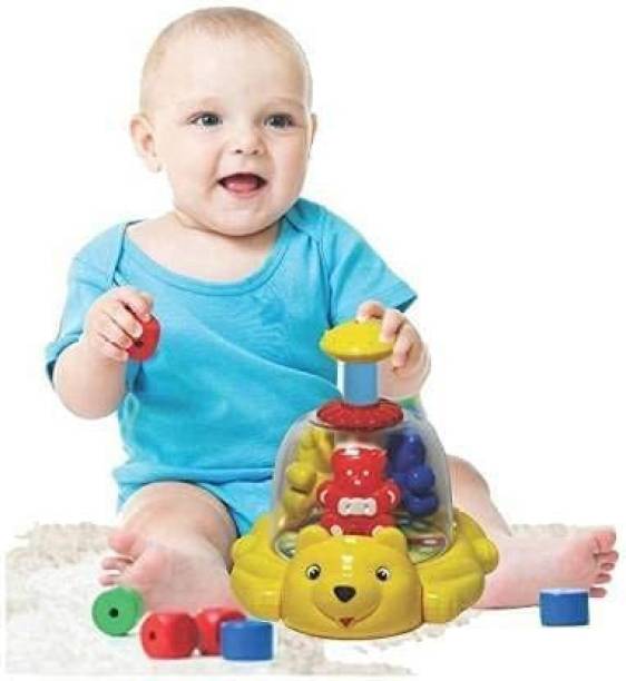 baby tone Plastic push and spin toy || Spinner Push N Spin Toy || Multicolour || Random design (Multicolor)