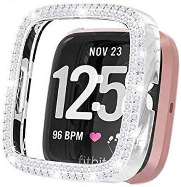 KAZUKI Front and Back Screen Guard for Case for Fitbit Versa 3, Soft TPU Front Protection Case Cover for Fitbit Sense/Versa 3 Smart Watch with Full Protection (Flexible|Silicone|(Silver Stone)