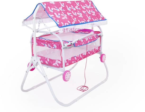svaagat 4 wheel with Hood pink BABY CRADLE PREMIUM|BEST IN SEGMENT FOR BABY With Mosquito Net Baby Jhula,Baby Paalna Newborn Baby Little Nest Bassinet Cradle with Mosquito Recommened For Cradle For Baby With Net And Swing kids Cradle Baby Cradle Mosquito Net Cradle baby cradle jhula swing (Pink)