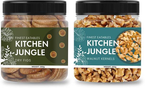 किचन जंगल अंजीर (मीडियम) और अखरोट (8pc) [ कॉम्बो पैक] [250g प्रति] अंजीर, अखरोट प्लास्टिक बोतल