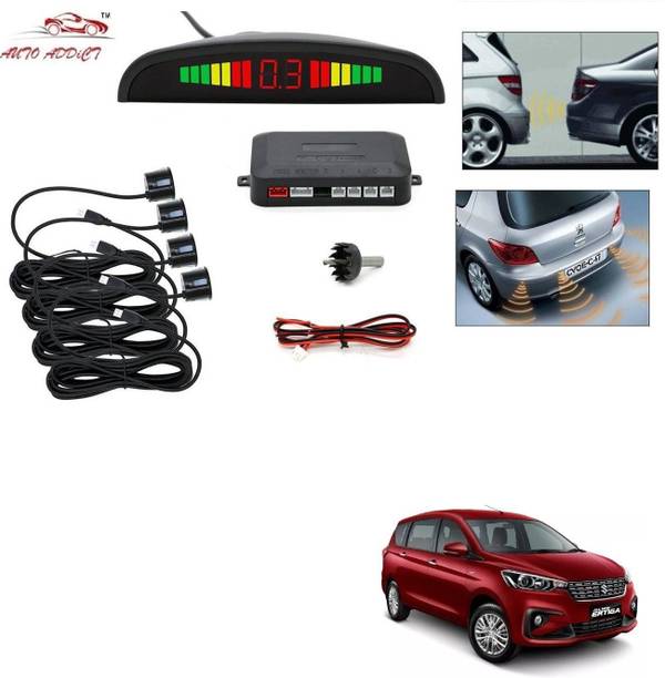 AuTO ADDiCT parking-sensors-black-139 Car Reverse Parking Sensor with LED Display 4 Sensor Reverse Parking Auto Radar Detectors (Black) For Maruti Suzuki Ertiga New(2018-Present) Parking Sensor