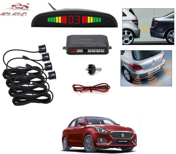 AuTO ADDiCT parking-sensors-black-156 Car Reverse Parking Sensor with LED Display 4 Sensor Reverse Parking Auto Radar Detectors (Black) For Maruti Suzuki Swift Dzire New 2020 Parking Sensor