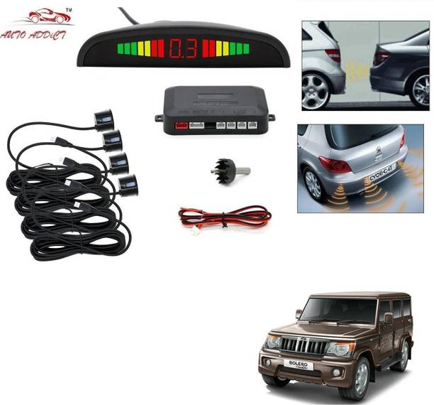 AuTO ADDiCT parking-sensors-black-108 Car Reverse Parking Sensor with LED Display 4 Sensor Reverse Parking Auto Radar Detectors (Black) For Mahindra Bolero Parking Sensor