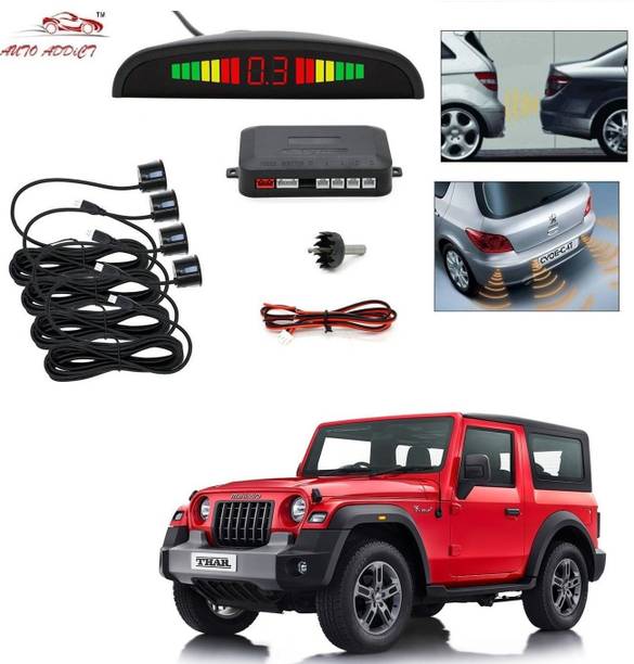 AuTO ADDiCT parking-sensors-black-119 Car Reverse Parking Sensor with LED Display 4 Sensor Reverse Parking Auto Radar Detectors (Black) For Mahindra Thar Parking Sensor