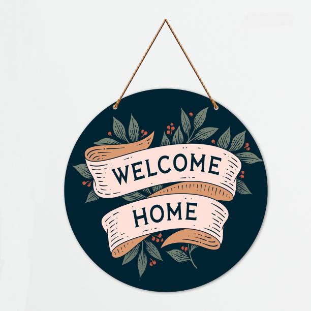 Artvibes Welcome Home Round Wall Hanger for Home|Office|Living Room|Gift, (WH_4005N)