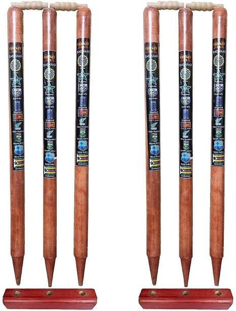 MSOB Wooden Stumps-Set of 6 (6 Wooden Cricket Stump wit...