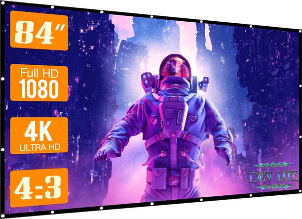 Dev Lite Premium 84" Inch Projector Screen (Foldable) 6 x 4 Feet 4:3 Ratio 3D UHD - 4K Supported Projector Screen (Width 184 cm x 124 cm Height) Projector Screen (Width 184 cm x 124 cm Height)