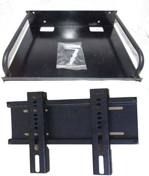 Kankali Combo of Settop Box Stand Shelf Rack and Wall Bracket Mount for upto 32 inch LED/LCD TV Steel Wall Shelf (Number of Shelves - 2, Multicolor) Steel Wall Shelf
