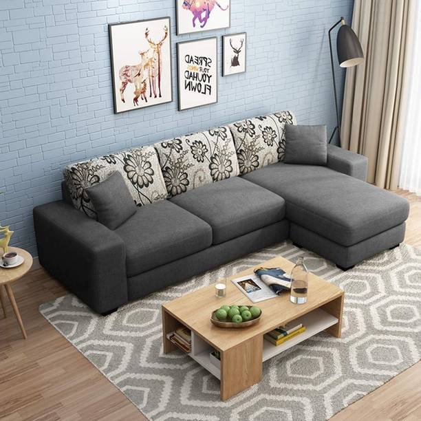 FURNY Berlando RHS L Shape Fabric 4 Seater Sofa