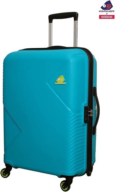 Kamiliant by American Tourister Zakk Secure Coral Blue 55 Cm 4W Polypropylene trolley bags Cabin Suitcase - 22 inch