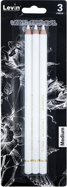 Levin White Charcoal Pencil Set of 3 Premium Quality Pencil for Sketching, Drawing and other Artistic Work
