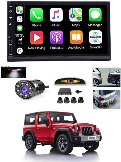 RKPSP 7 INCH Full Double Din Car Screen Stereo Media Player Audio Video Touch Screen Stereo Full HD with MP3/MP4/MP5/USB/FM Player/WiFi/Bluetooth & Mirror Link with Back Rear Camera & Black Sensor For Thar Car Stereo
