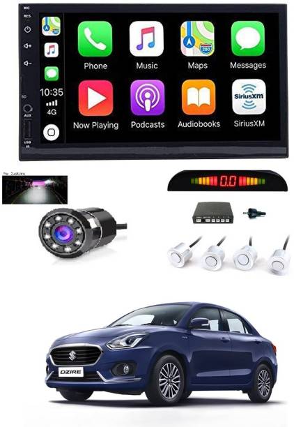 MATIES 7 INCH Full Double Din Car Screen Stereo Media Player Audio Video Touch Screen Stereo Full HD with MP3/MP4/MP5/USB/FM Player/WiFi/Bluetooth & Mirror Link with Back Rear Camera & White Sensor For Swift Dzire New Car Stereo