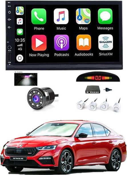 RKPSP 7 INCH Full Double Din Car Screen Stereo Media Player Audio Video Touch Screen Stereo Full HD with MP3/MP4/MP5/USB/FM Player/WiFi/Bluetooth & Mirror Link with Back Rear Camera & White Sensor For Octavia New Car Stereo