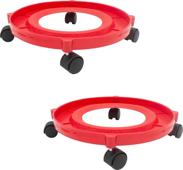 Jaycee Plastic Gas (LPG) Cylinder Roller Stand Flexible,Movable and Unbreakable with Wheels Pack of 2 Gas Cylinder Trolley